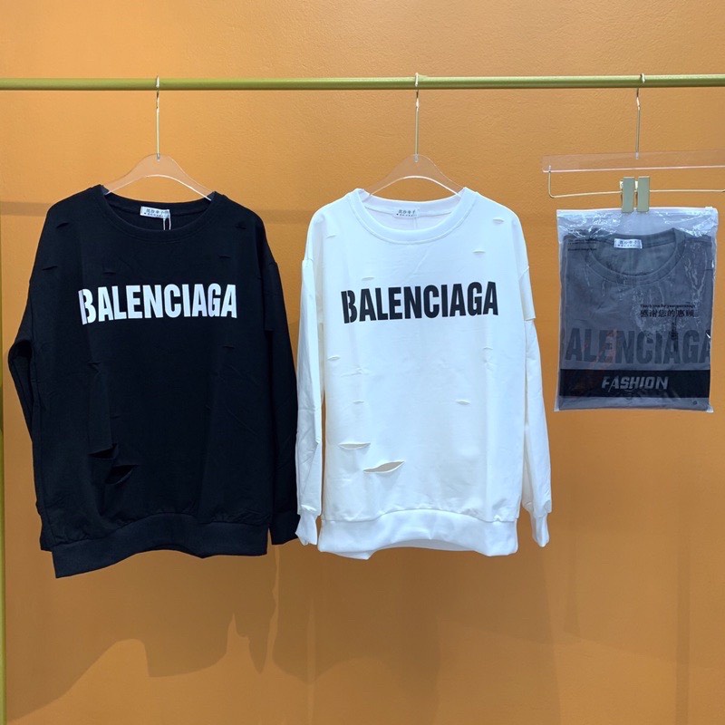 [Ảnh thật] Áo nỉ balenciaga rách cực chất, áo nỉ đôi nam nữ freesize | BigBuy360 - bigbuy360.vn