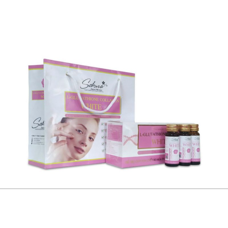 Nước uống dưỡng da sáng da SAKURA L-GLUTATHIONE COLLAGEN WHITE ngăn ngừa thâm nám - nếp nhăn, tăng tính đàn hồi cho da