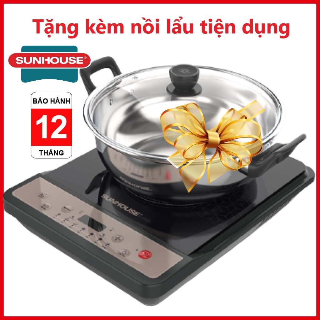 Bếp điện từ cơ Sunhouse SHD6160 Phím bấm điện tử hiển thị tiếng Việt dễ dàng sử dụng