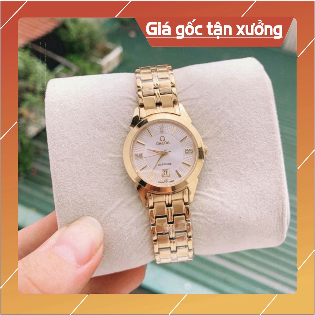 Đồng Hồ Nữ O.mega Sapphire OM037 TRẮNG Máy Pin Nhật Chống Xước Tuyệt Đối