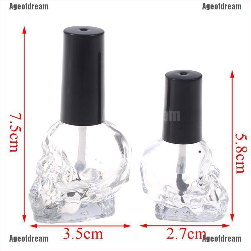 Lọ Thủy Tinh Rỗng Trong Suốt Hình Đầu Lâu 10 / 15ml Đựng Nước Sơn Móng Tay