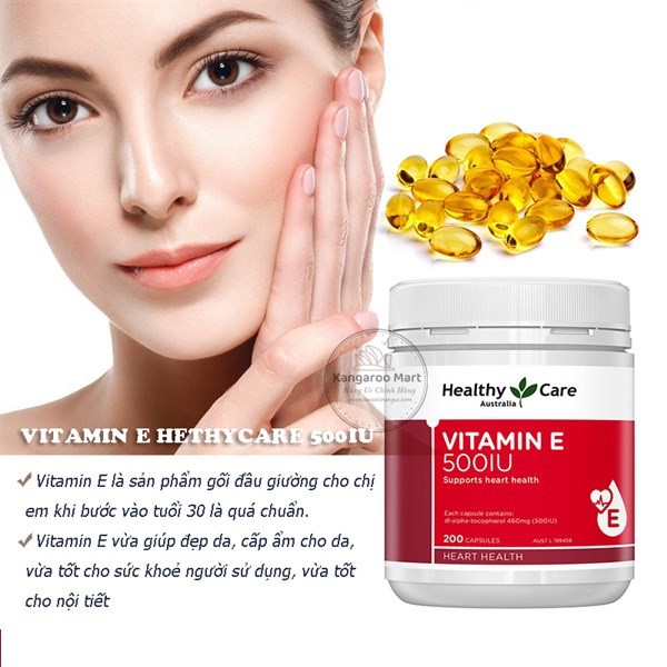Viên Uống Đẹp Da Vitamin E Healthy Care 500IU 200 viên - Úc | Thế Giới Skin Care