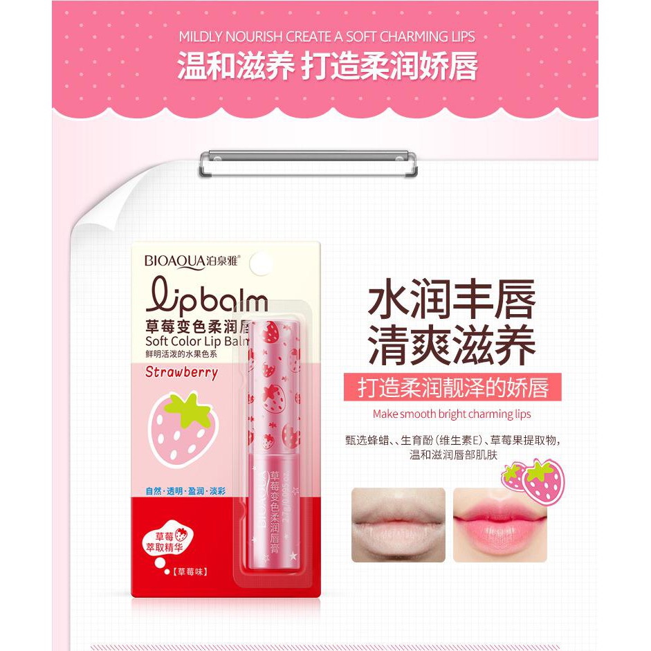 (hàng Mới Về) Son Dưỡng Môi Dâu Tây Bioaqua Bqy9539 | BigBuy360 - bigbuy360.vn