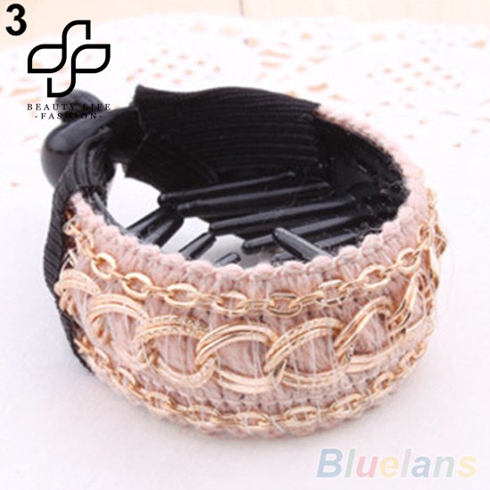 Kẹp buộc tóc đuôi ngựa phối mắt xích phong cách thời trang cho nữ