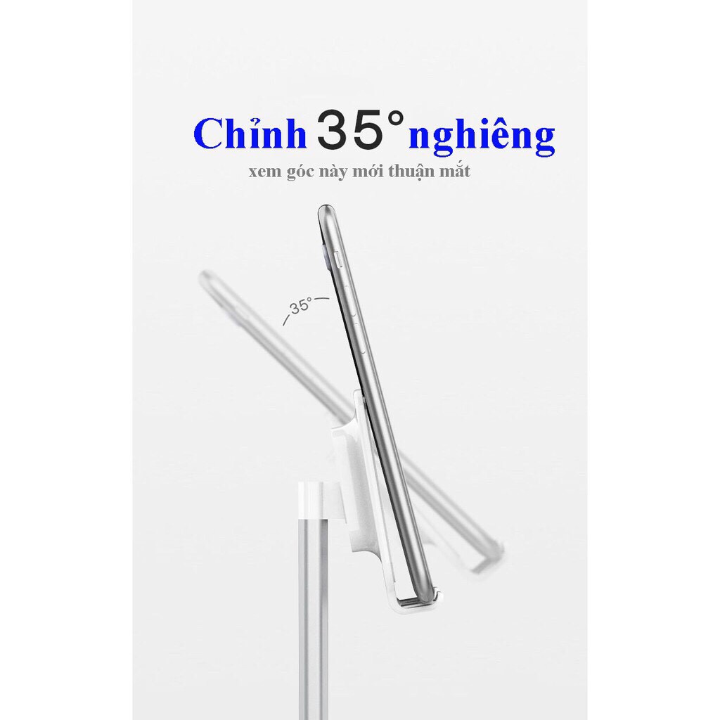 Giá đỡ điện thoại, máy tính bảng để bàn hợp kim nhôm có thể xoay 35 độ