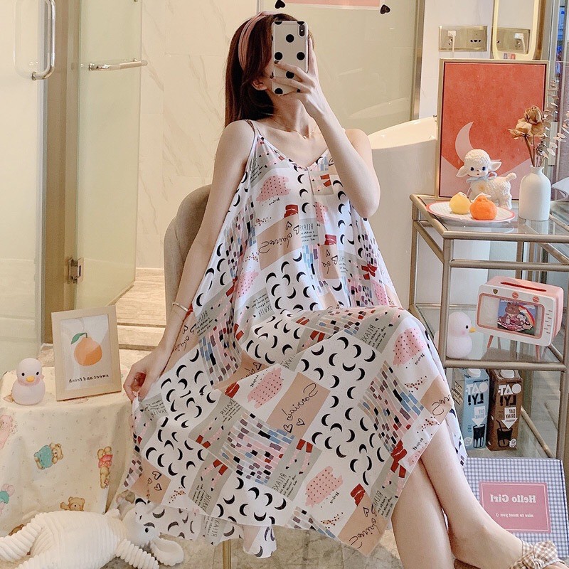 Đầm ngủ hai dây, váy maxi bigsize chất liệu mềm mịn mát | BigBuy360 - bigbuy360.vn