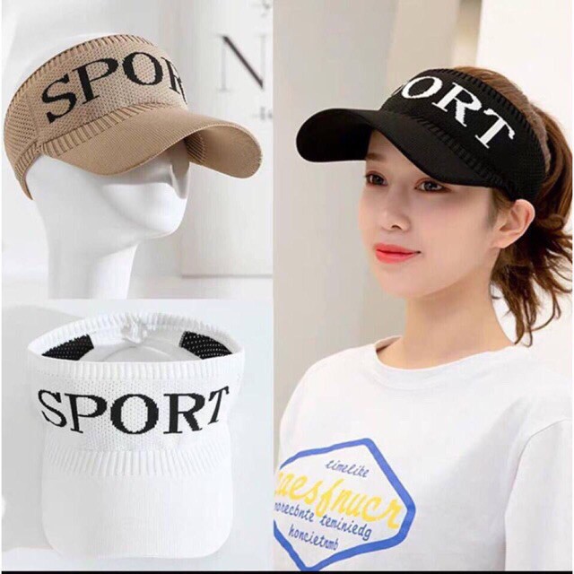 Mũ lưỡi trai thể thao nón trắng Hàn Quốc nửa đầu sport