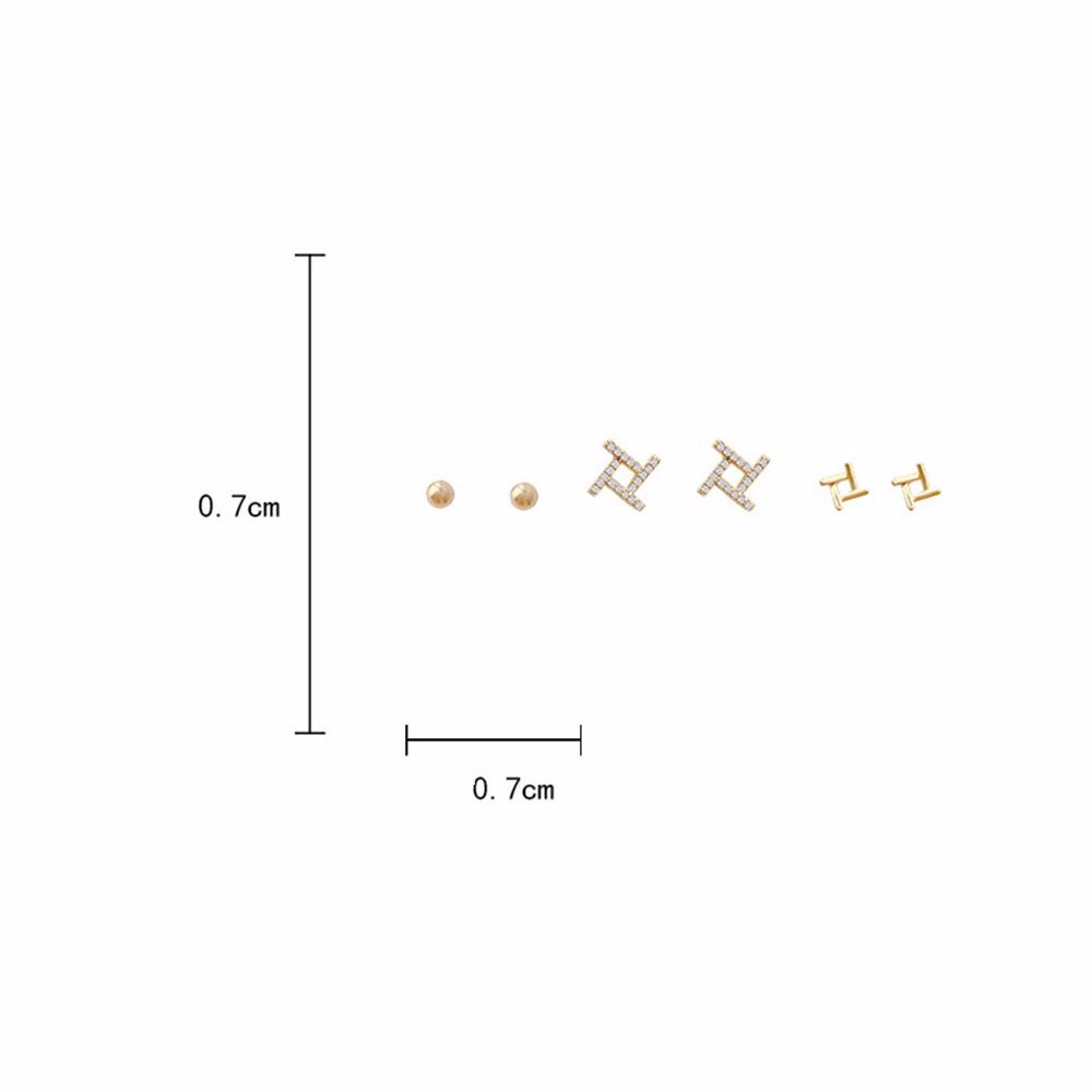 Bộ 3 Đôi Bông Tai Đính Đá Zircon Đơn Giản Dễ Phối Đồ Phong Cách Hàn Quốc Cho Nữ