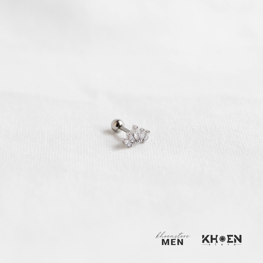 (1 Chiếc) Khuyên tai Đá zircon 5 tia - Khoen Store