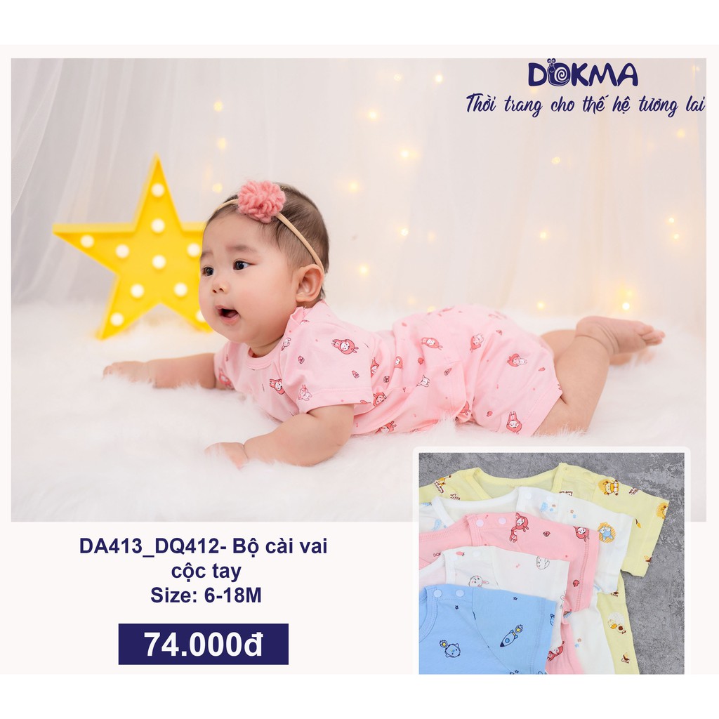 DA413_DQ412 Bộ quần áo cài vai cộc tay Dokma (6-24M)