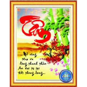 TRANH ĐÍNH ĐÁ CHỮ TÂM VS079 (50X68)