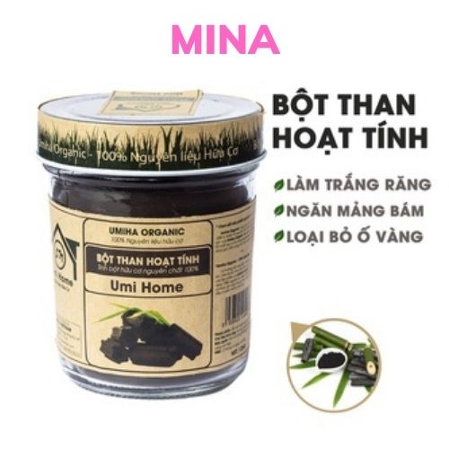 Bột Than Hoạt Tính hữu cơ UMIHOME 135g nguyên chất giúp trắng trắng răng và ngăn ngừa mảng bám