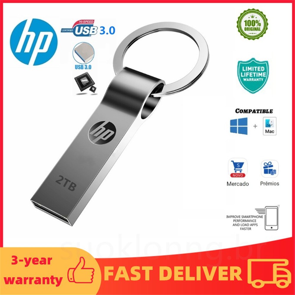 Ổ đĩa USB flash HP 1TB 2TB 64GB 32 16GB 8GB 4GB 2GB USB 1GB Flash Drive với móc khóa
