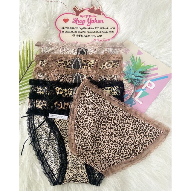 Quần Lót Nữ Thun Lạnh Họa Tiết Da Beo-Sịp Nữ Dây 2 Bên Đan Nơ Gợi Cảm