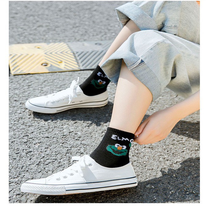 Tất unisex cổ cao Movamo họa tiết hoạt hình Elmo độc đáo TN83