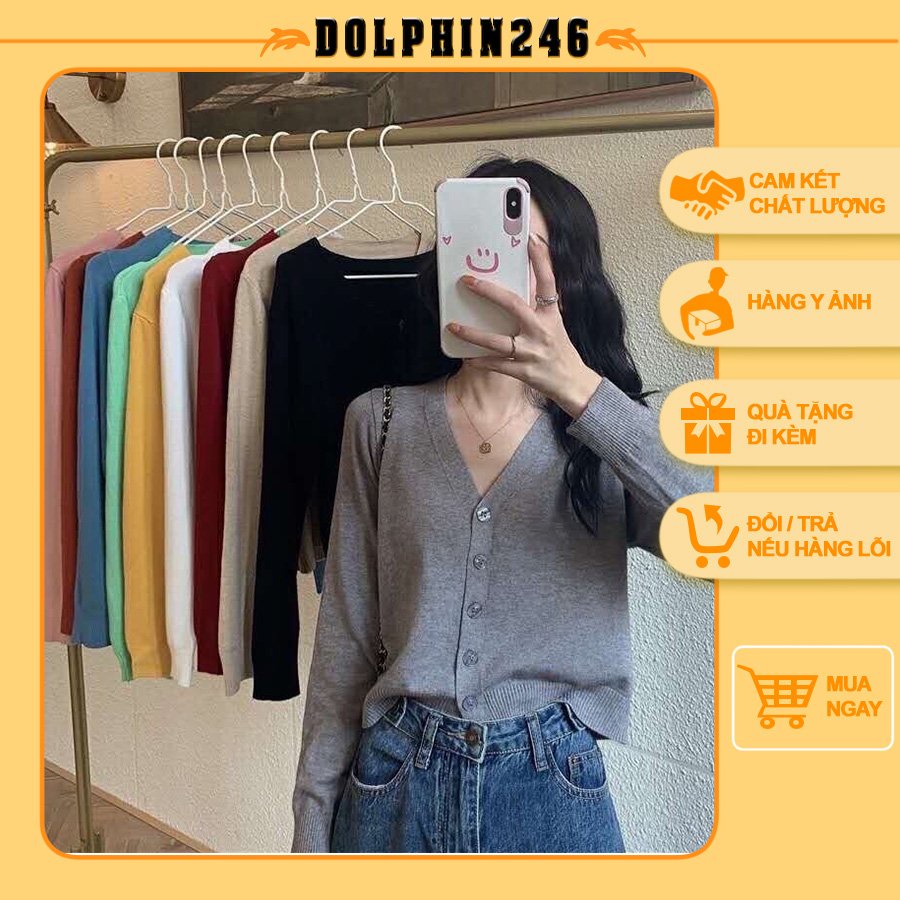 Áo cardigan len croptop nữ mỏng dệt kim lửng dài tay Quảng Châu ulzzang cadigan T2G7e