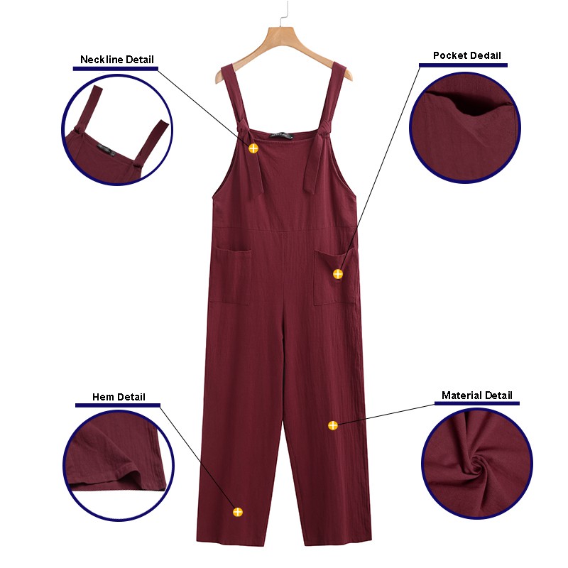 Jumpsuit Yếm ZANZEA Dài Ống Rộng Thời Trang Nữ Tính