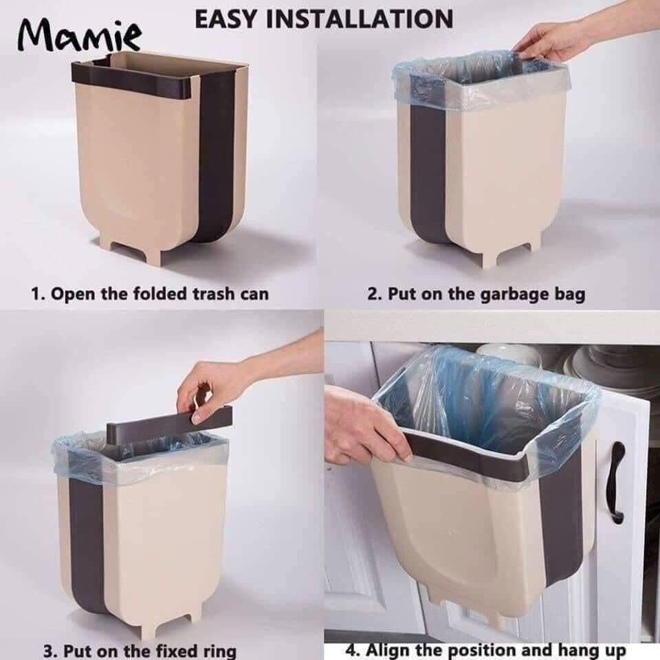 Thùng Rác Gấp Gọn Thông Minh Treo Cạnh Tủ Bếp Tiện Lợi