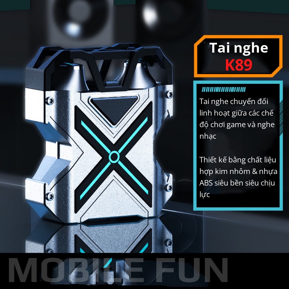 Tai nghe GAMING K89 có độ trễ bằng không nghe nhạc âm BASS mạnh mẽ, Tai nghe bluetooth K89 đèn LED chữ X nhiều chế độ