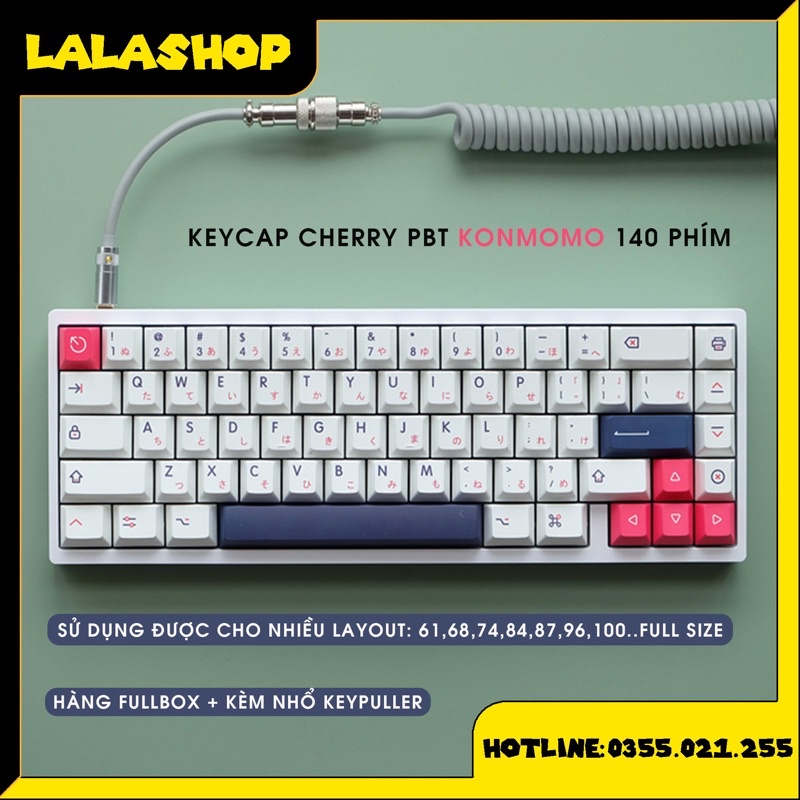 [Mã 44ELSALE2 giảm 7% đơn 300K] Set Keycap Pbt Dyesub Kon Momo 140 Nút Cho Bàn Phím Cơ