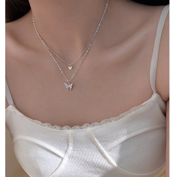 Dây chuyền màu bạc nữ mặt bươm bướm đẹp VC11 Shela.accessories vòng cổ nabi