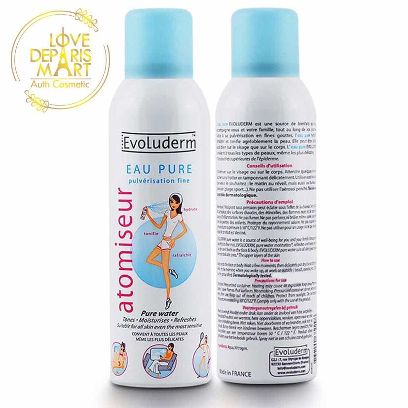 Xịt khoáng Evoluderm Eau Pure Pháp 150ml - 400ml