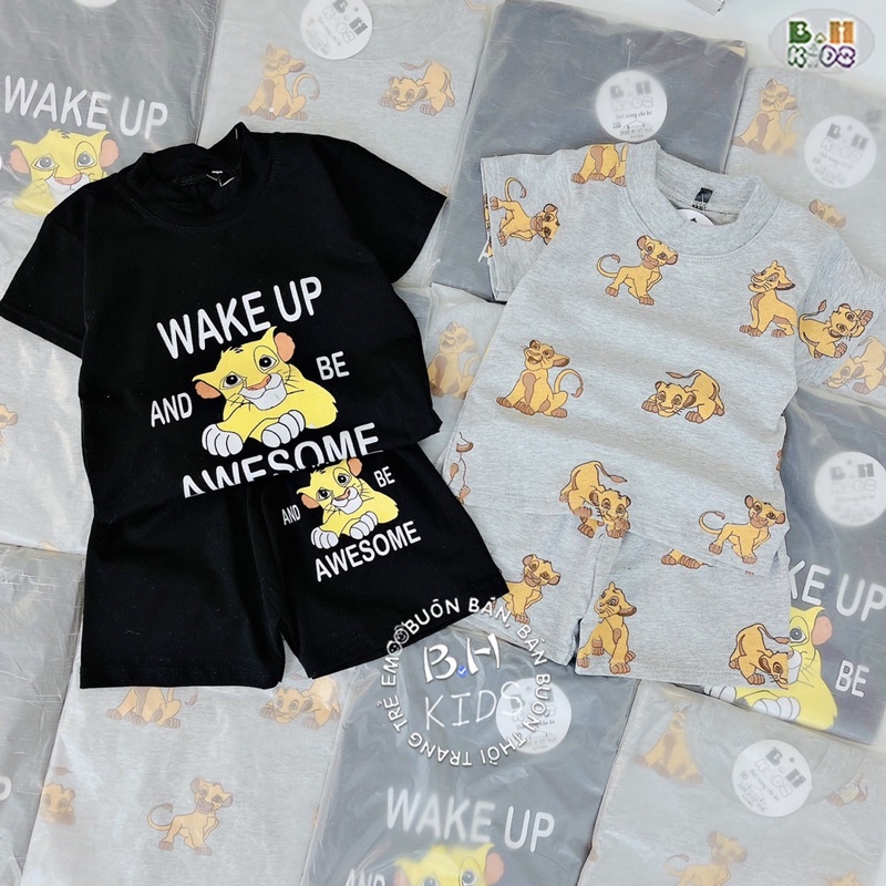 Bộ quần áo bé trai chất cotton hình sư tử siêu mát