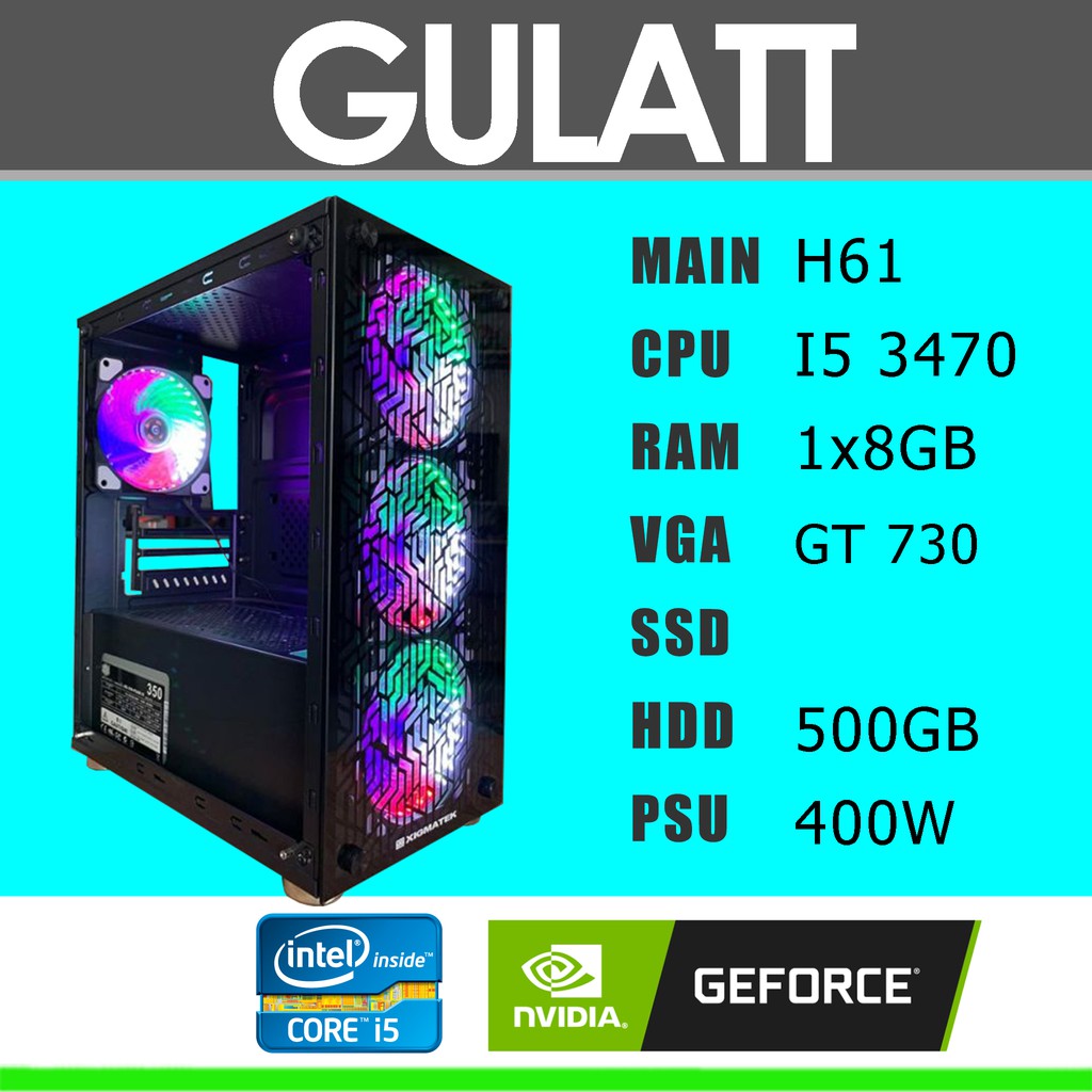 Trọn bộ máy tính chơi game giá rẻ I5 3470/H61/RAM 8GB/GT 730/HDD 500GB/Màn hình BenQ 22" phím chuột lót chuột
