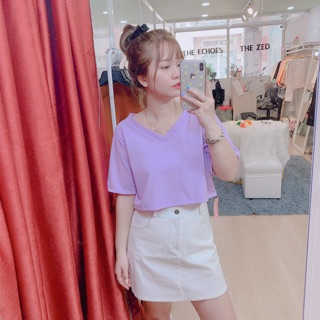 Croptop cổ tim ( Trắng/Đen/Tím)