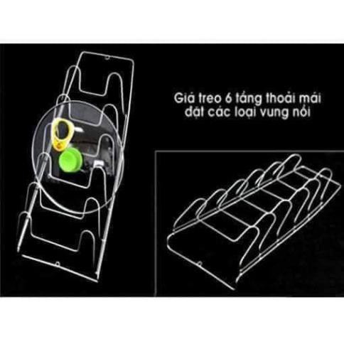 Giá Treo Vung Xoong- Nồi 6 Ngăn, Giúp Tiết Kiệm Không Gian Bếp Của Bạn-Kệ để treo vung nắp xoong nồi inox 304 gắn tường | BigBuy360 - bigbuy360.vn
