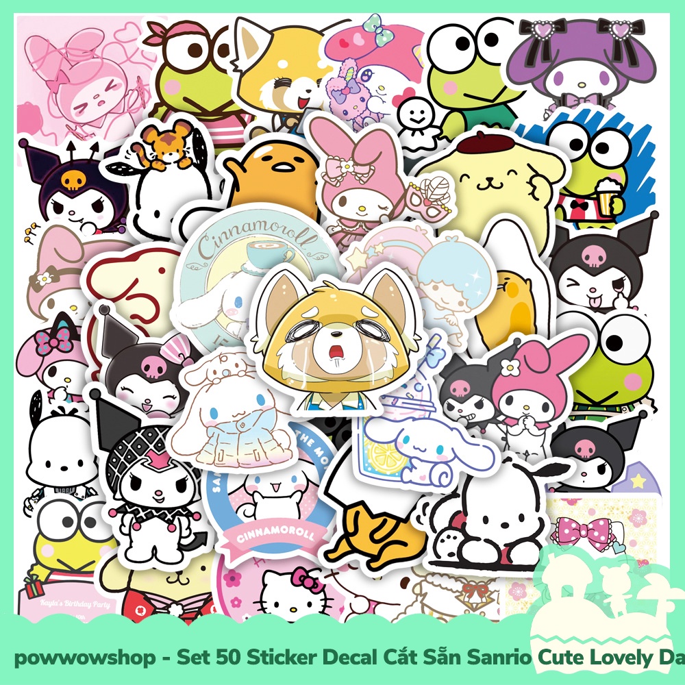 [Sẵn VN - Hỏa Tốc] Set 50 Sticker Mini Decal Dán Trang Trí Vật Dụng Mẫu Sanrio Family Cute Lovely Days