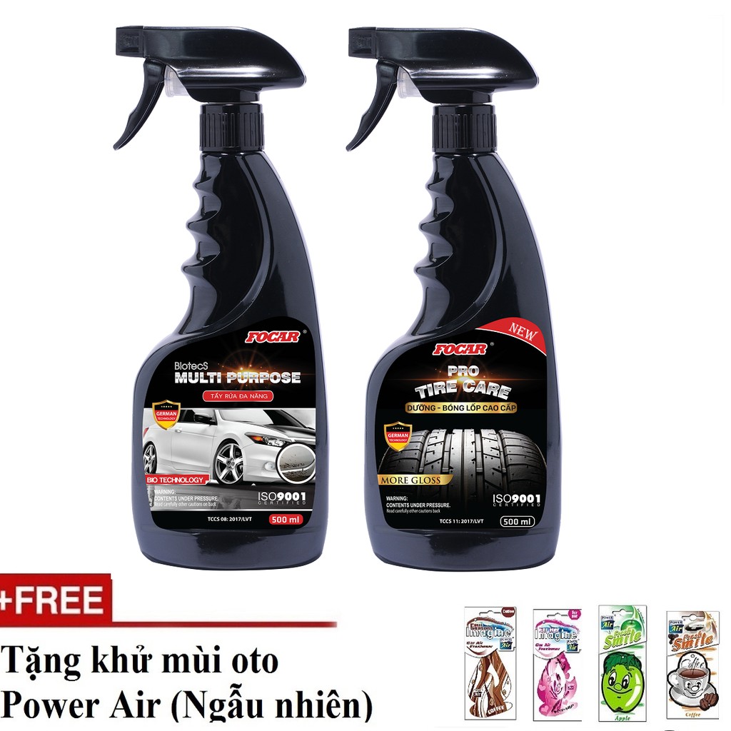 Combo 2 sản phẩm chăm sóc xe dưỡng bóng lốp cao cấp FOCAR 500ml + Dung dịch tẩy đa năng BiotecS FOCAR 500ml