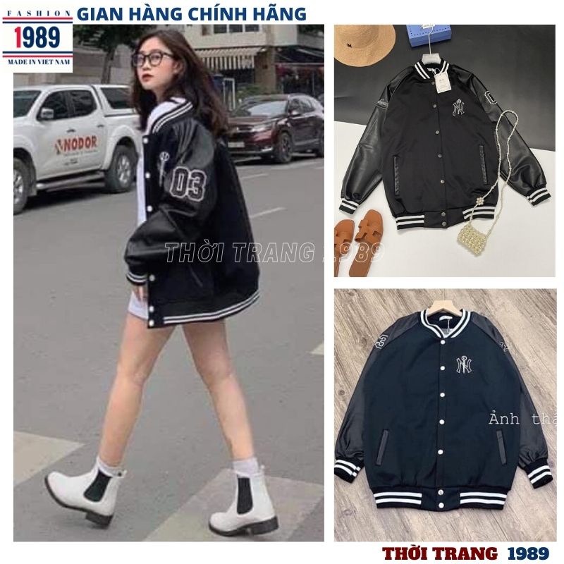 Áo khoác nữ bomber bóng chày in chữ NYY kiểu dáng hàn quốc ulzzang unisex THỂ THAO TRẺ CHUNG -PHƯƠNG 1989