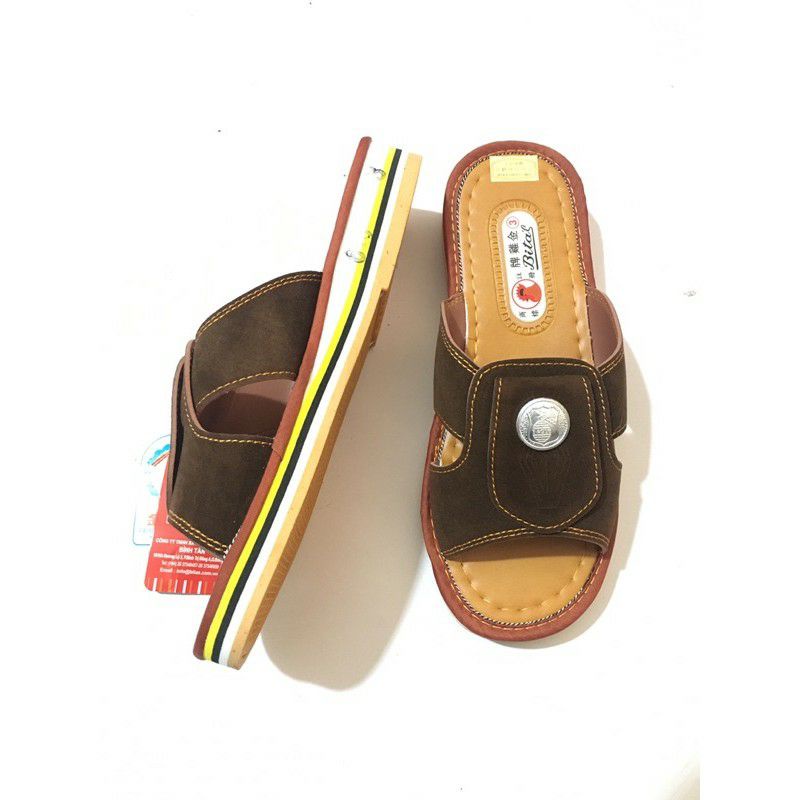 Dép gà bitas khuy tròn#Dép Da Nam Đế Cao Su Đúc nguyên khối