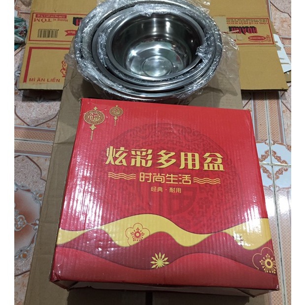 [Ảnh thật] bộ 5 thau rổ inox cao cấp