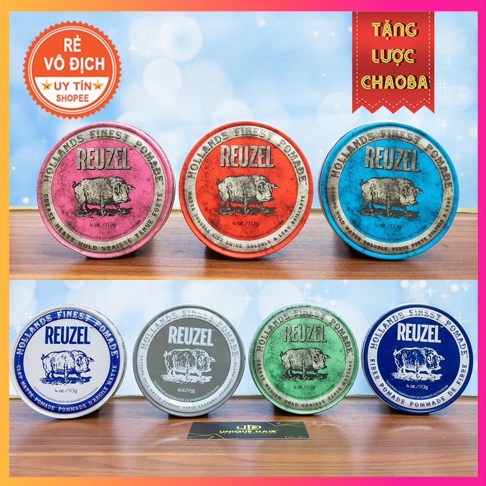 Sáp vuốt tóc nam REUZEL POMADE [ Blue - Pink - Red - Extreme Hold - Green - Matte Clay - Fiber] [ 35g + FULL SIZE]