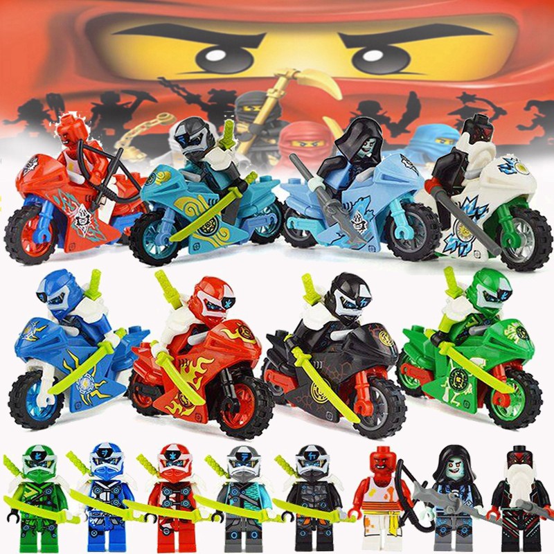 8 CÁI Bộ đồ chơi Xe máy Ninjago Minifigures Ninja Mini Figures Phù hợp với Lego Blocks Đồ chơi Quà tặng cho trẻ em