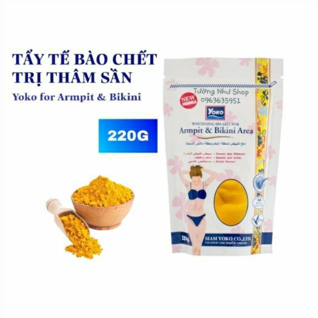 [Mua2 tặng 1 muối dâu] Muối Yoko tẩy tế bào chết vùng nách và bikini 220g