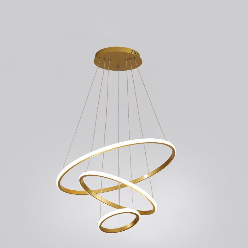 Đèn Led Thả Trần 3 Vòng Viền Vàng- Điều Khiển Từ Xa