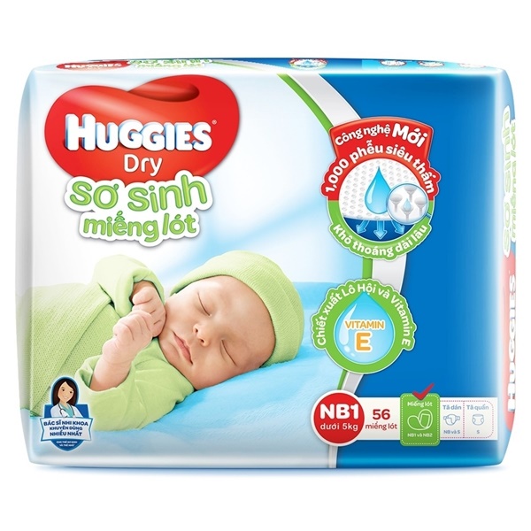 Bỉm dán Huggies miếng lót sơ sinh NB1, NB2