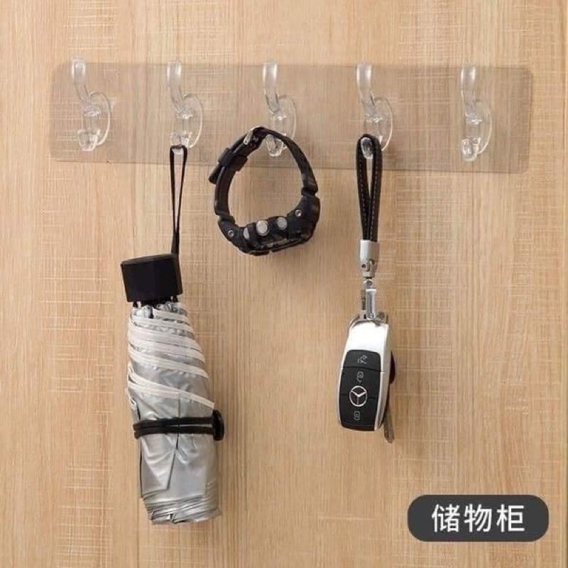 Thanh treo dán tường 6 móc liền mạch - Dính tường trong suốt siêu dính giá rẻ