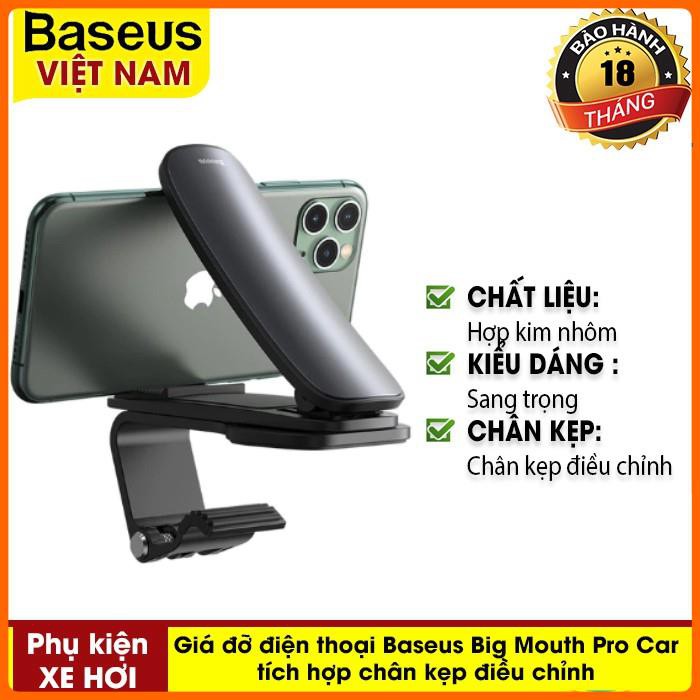 Giá Đỡ Điện Thoại Baseus Big Mouth Pro Car Mount Có Chân Kẹp Điều Chỉnh Giữ Điện Thoại Vào Taplo Xe Hơi