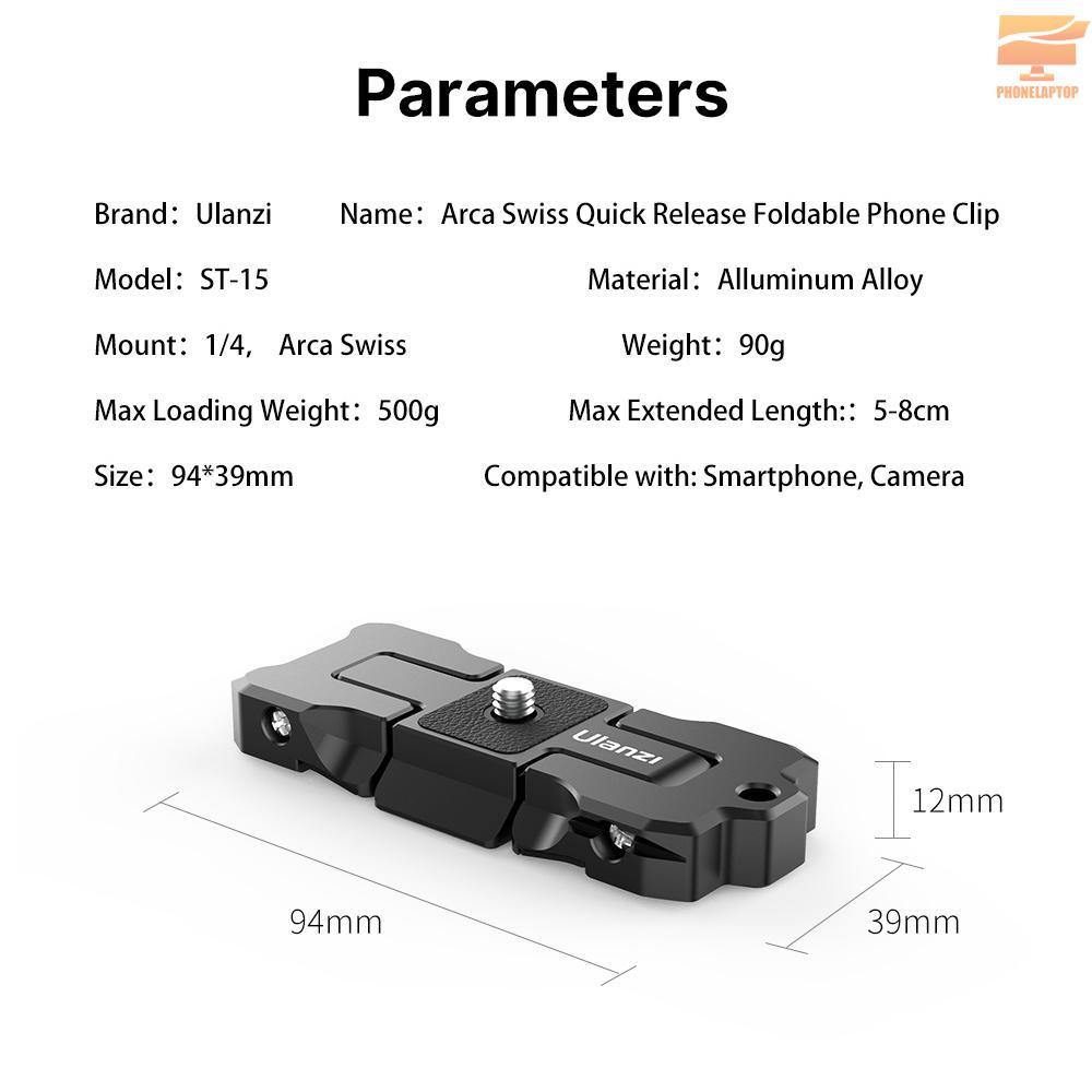 Giá Đỡ Điện Thoại Ulanzi St-15 2 Trong 1 Bằng Hợp Kim Nhôm Tháo Lắp Nhanh Có Kẹp 1 / 4 Inch Cho Camera Dslr Ildc
