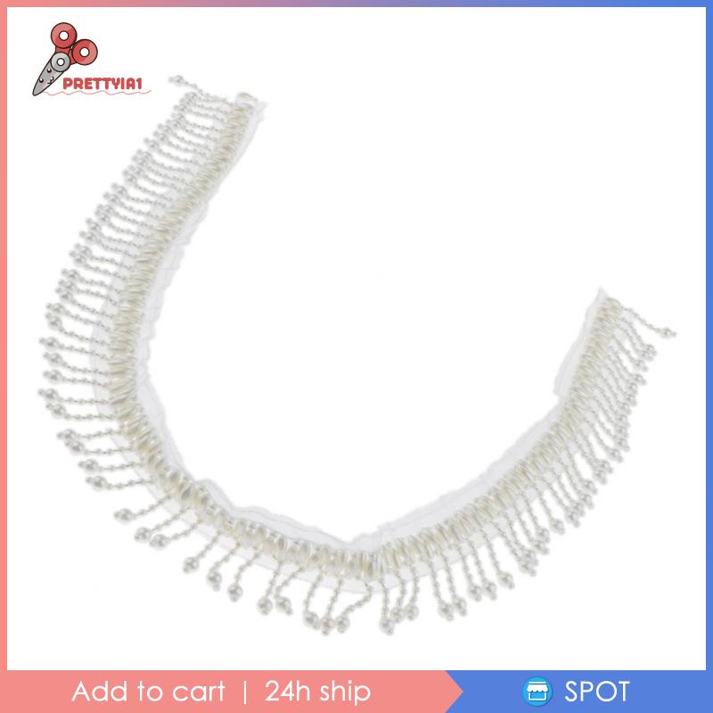 Cuộn Dây Ruy Băng Đính Ngọc Trai Tua Rua Dài 1 Yard Dùng Trang Trí Váy