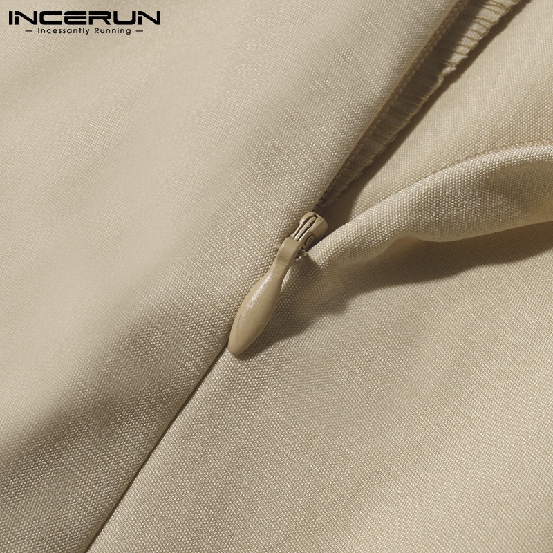 Quần dài hạ đáy INCERUN màu trơn đơn giản thời trang cho nam