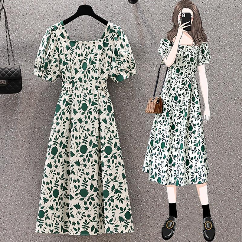 Đầm hoa PERTY tay phồng cột dây eo phong cách Hàn Quốc thời trang cho nữ