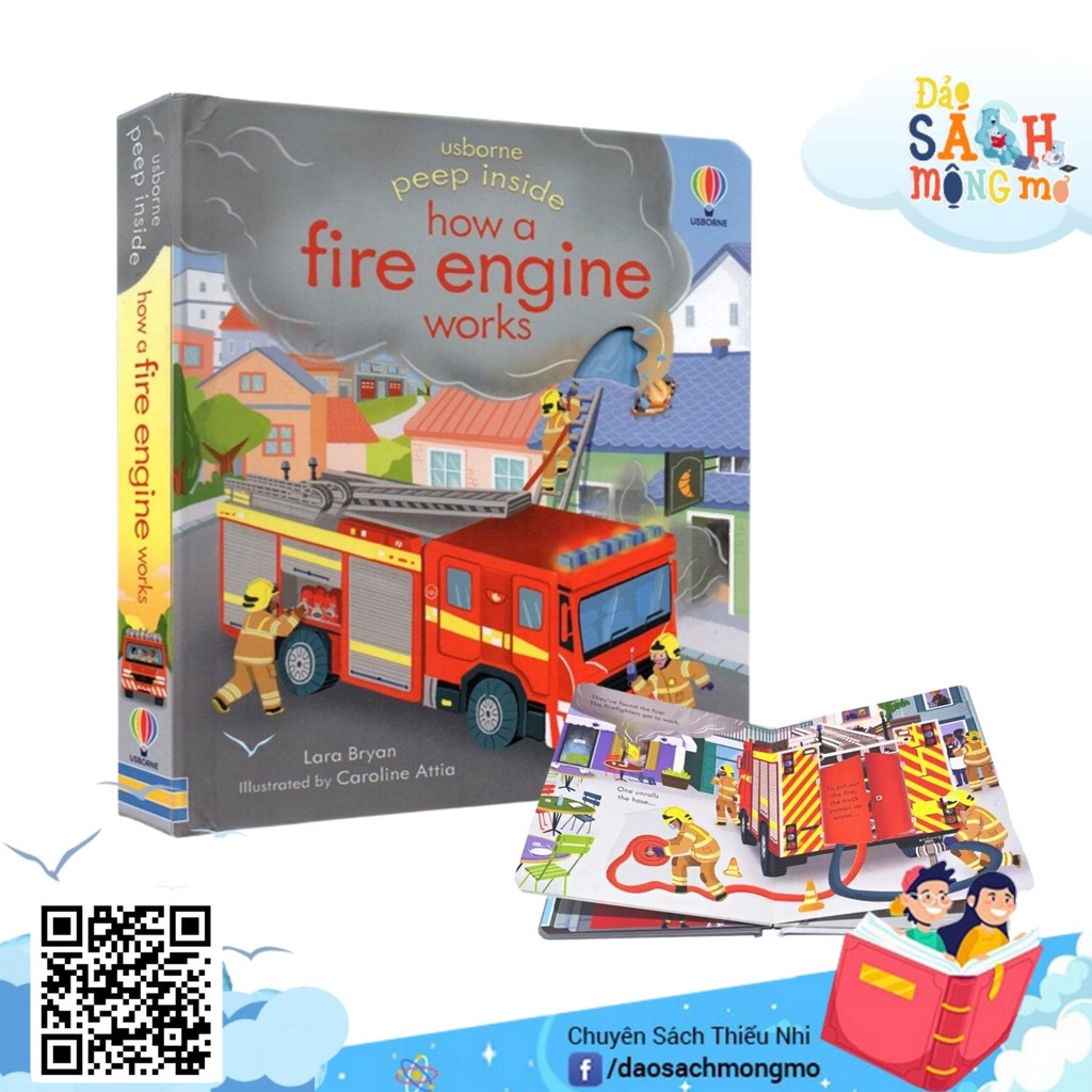 Đồ Chơi Giúp Bé Biết Bên Trong 1 Xe Cứu Hoả Có Gì? Peep Inside How a Fire Engine Works Usborne
