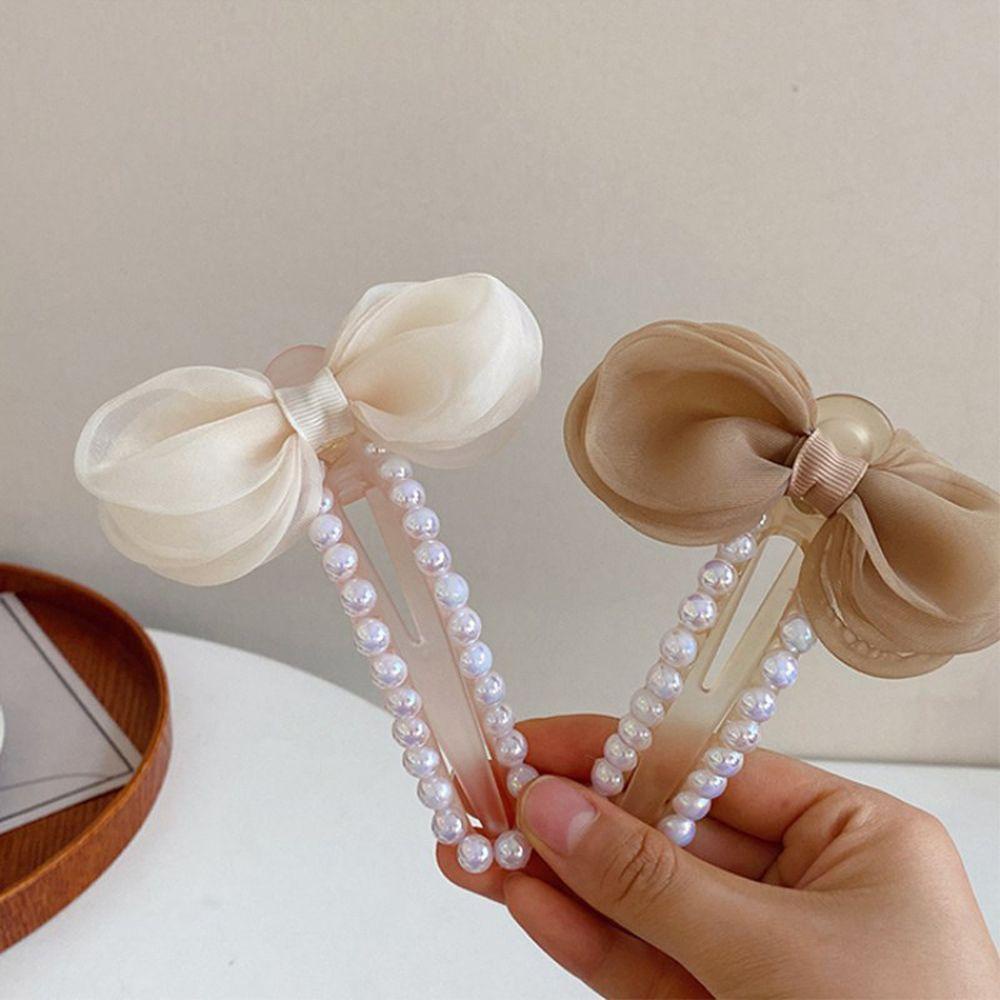 Kẹp Tóc Mỏ Vịt Đính Nơ Kiểu Pháp Xinh Xắn Cho Bạn Gái