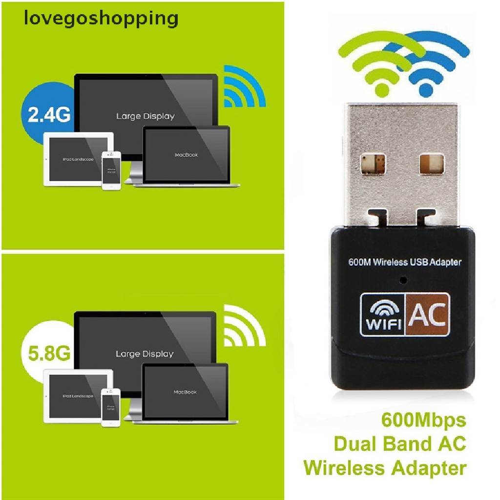 600Mbps Dual Band 2.4G/5G Hz Wireless USB WiFi Network Adapter LAN Card 802.11AC VN
