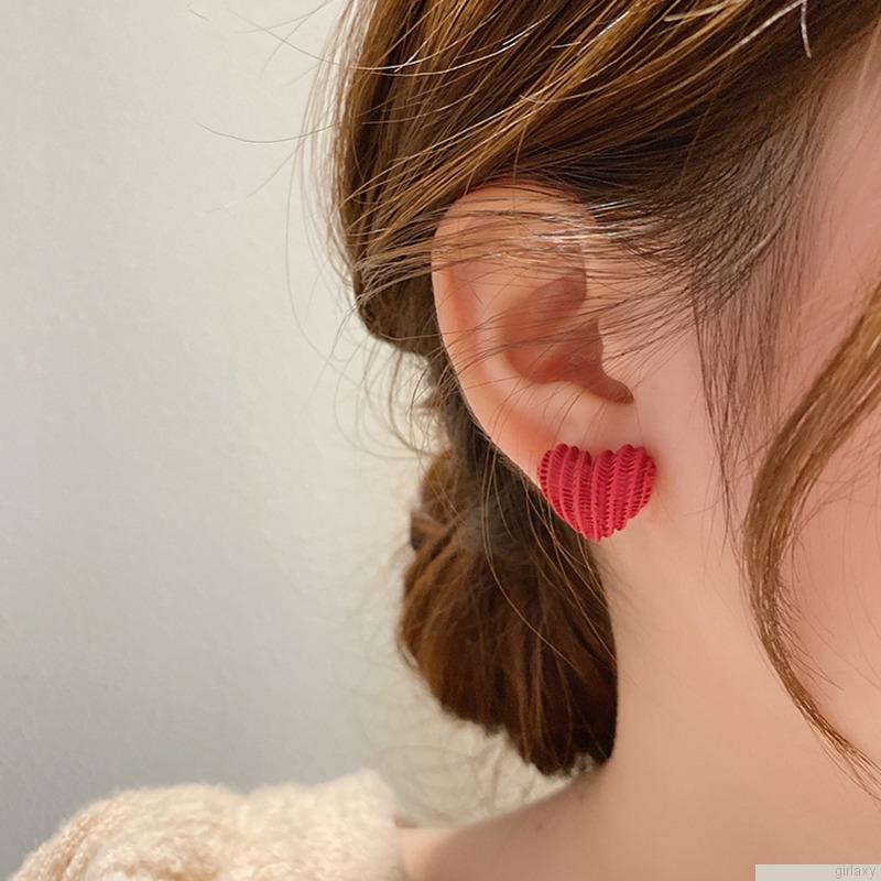 Bông tai hình trái tim màu trơn phong cách Hàn Quốc thời trang cho nữ